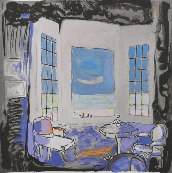 pièce avec vue - variation 4 - gouache et encre pigmentée